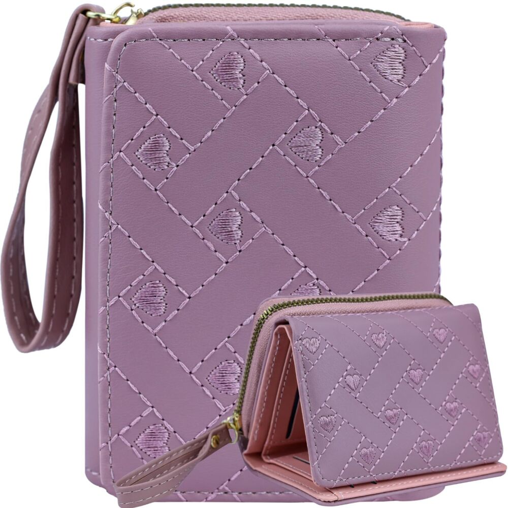 5959 Cute Leather Wallet Minimalist Kawaii Coin Purse with ID Window Travel - Picture 1 of 7